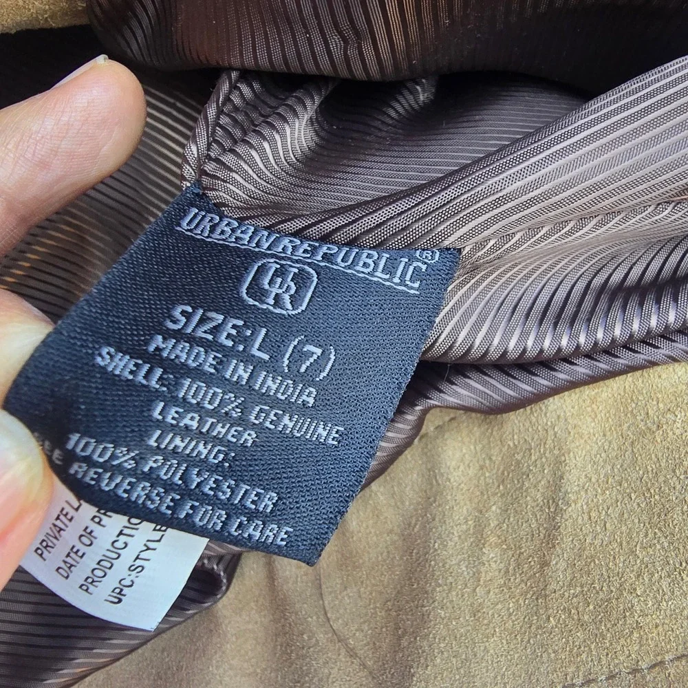 Urban Republic NWT Kids Tan Genuine Leather Suede Field Jacket‎ Size L / 7
